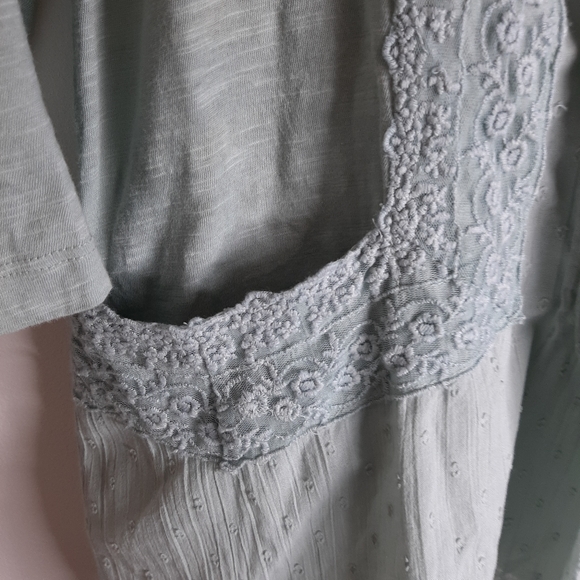 Logo Lavish Shirt Blouse Swiss Dot Green Embroidered Buttoned Women's Size S - Picture 5 of 14